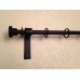  20mm Iron Metal Curtain Pole Rod Set with Button Stopper Finials in Black